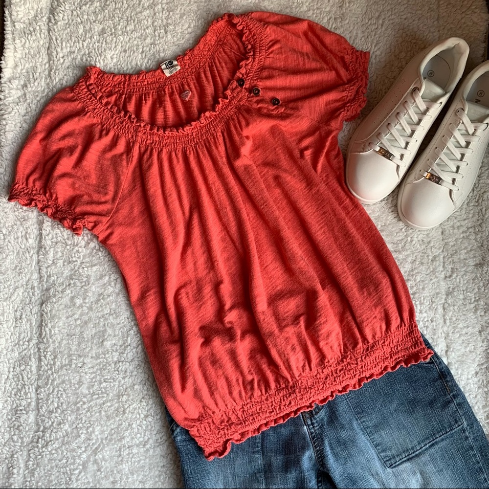 SOLD BNWOT Vintage Roxy Short Sleeve Coral Top